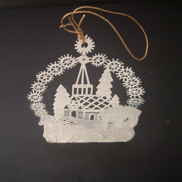 Set of 8 Christmas Winter Theme Metal Cutouts 6 White & 2 Gold Tone 2 - 3" High - Picture 2 of 4